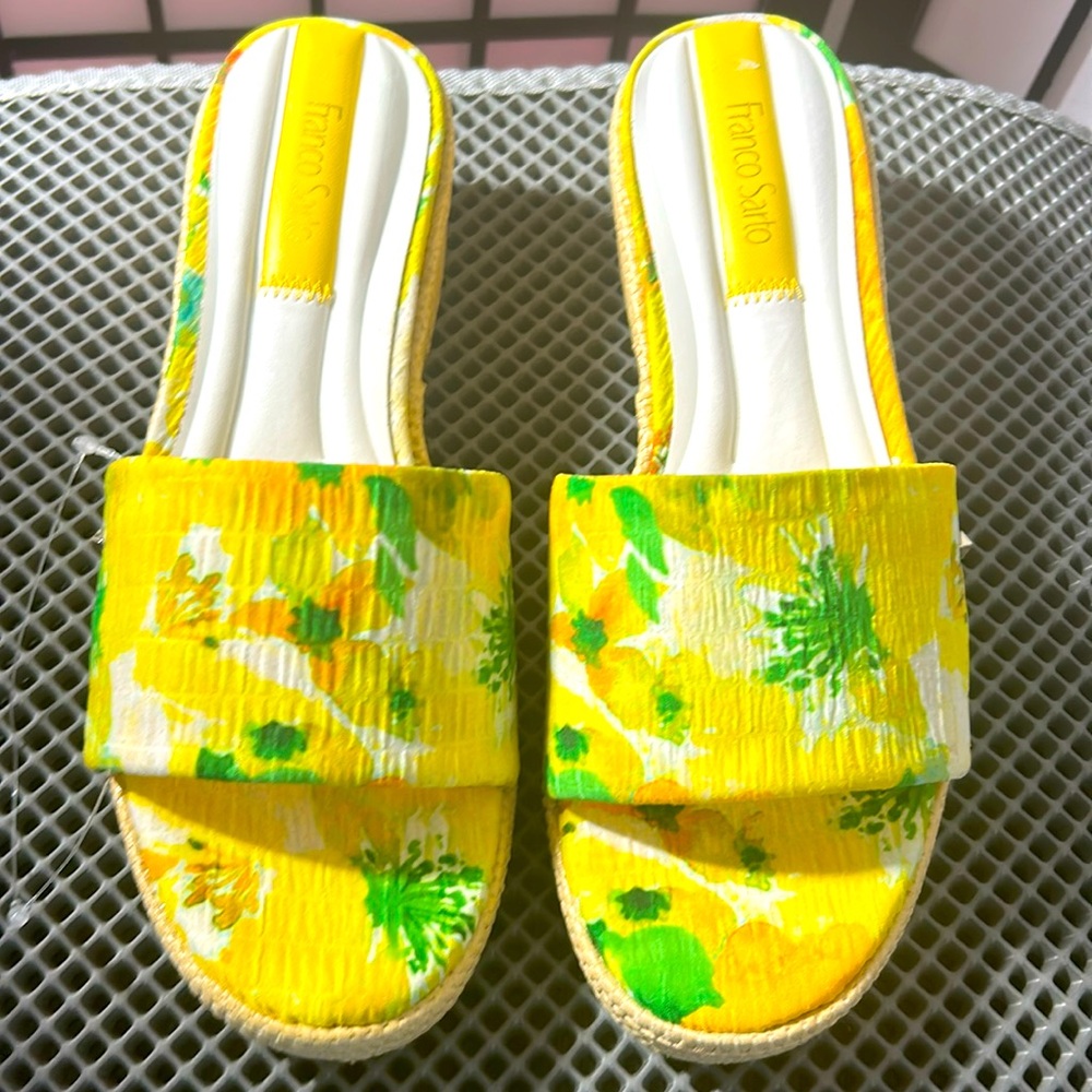 Franco Sarto Yellow and Green Floral Espadrilles